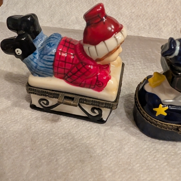 3 Christmas Hinged Trinket Boxes. Santa, Sledding, Rudolph Reindeer - Picture 2 of 10